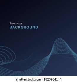 Digital background. Digital data or binary code. virtual wave of streaming binary code on blue background. 3D illustration. Technology wave.  