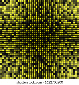 Digital background. Filled pattern of squares. Yellow colored seamless background. Charming vector illustration.