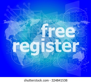 digital background with free registration word. global internet concept vector illustration