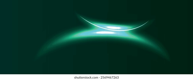 A digital background with a glowing green design on a dark green background, featuring smooth, luminous textures and a futuristic style. Neon light background vector. Green background.