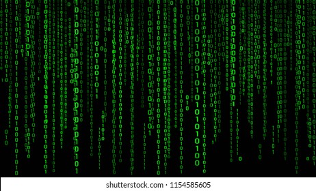 Digital background green matrix. Binary computer code. Vector Illustration. Hacker concept.