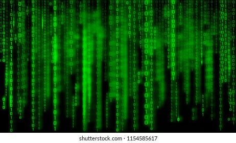 Digital background green matrix. Binary computer code. Vector Illustration. Hacker concept.
