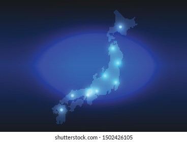 Digital  Background of Japan Dotted Map 