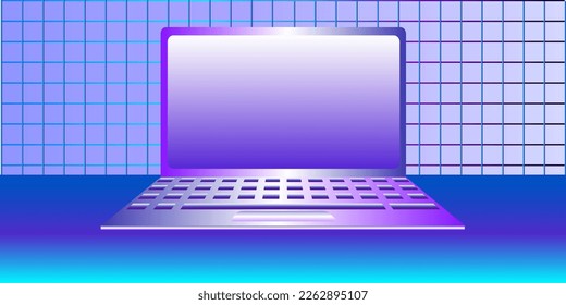 Digital background laptop 3 d , concept futuristic Smart AI, Virtual assistant. Dialogue with AI, deep learning artificial intelligence developed.Vector illustration. Education system.
