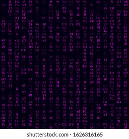 Digital background. Magenta filled hexadecimal pairs seamless pattern. Appealing background. Amazing vector illustration.