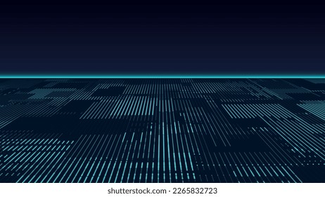 Digital background with moving glowing particles. Futuristic hi-tech illustration. Concept of data transfer in cyberspace. Big data visualization. Vector illustration.