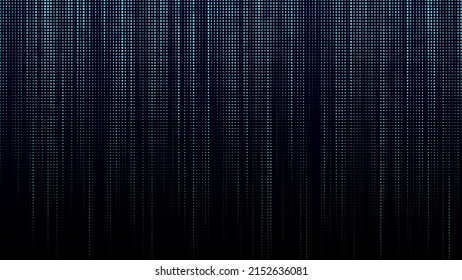 Digital background with noise effect. Corrupted code. Matrix failure. falling particles. Blue dots. Big data visualization. Vector illustration of a binary code.