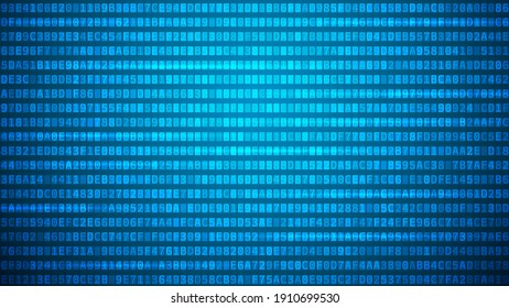 Digital background with randomly hexademical digits. Hacker background
