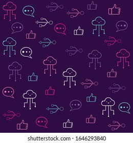 Digital background with technology icons for web design