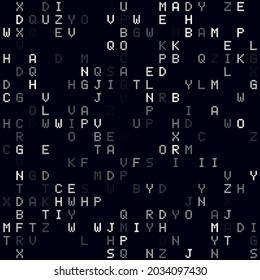 Digital background. White sparse alphabet letters background. Small sized seamless pattern. Trendy vector illustration.