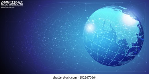 Digital background with World map point global network connection, concept of global business.