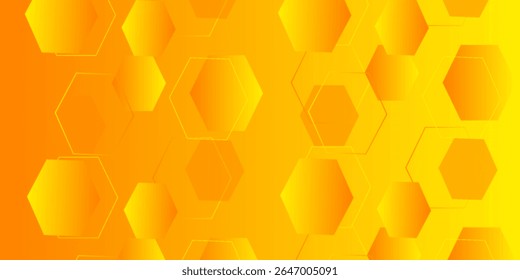 Digital background,Hexagon background,science background, background ORANGE.