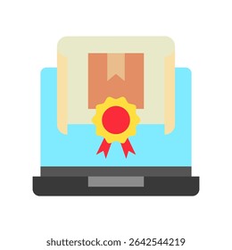 Digital Badge flat color, mini ícone de ilustração. use para conceito moderno, impressão, UI, kit UX, web e desenvolvimento de aplicativos. Vetor relacionado à oferta de produtos, marketing, negócios.