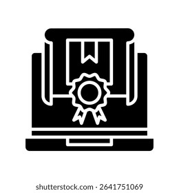 Digital Badge glyph, mini illustration icon. use for modern concept, print, UI, UX kit, web and app development. Vector related to product offering, marketing, business.