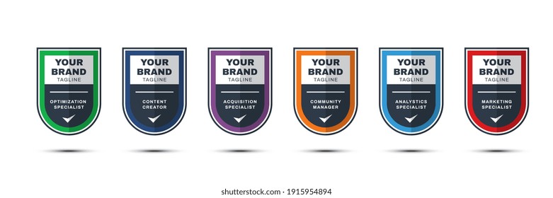 Digital badge product exam certification collection template. certified logo verified achievements company or corporate design. Vector illustration.