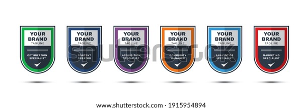 Digital badge product exam certification
collection template. certified logo verified achievements company
or corporate design. Vector
illustration.
