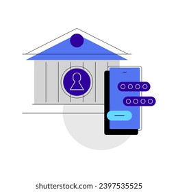 Digital banking app, smart bank. Authorisation, security, password. Modern flat and line art illustration. Vector file.