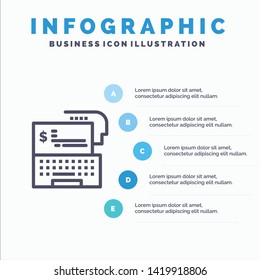 Digital Banking, Bank, Digital, Money, Online Line icon with 5 steps presentation infographics Background