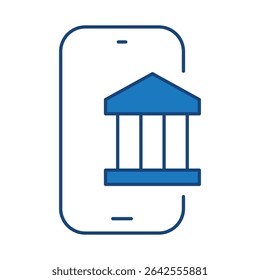 Digital Banking Blue Line Icon. Investment, Finance, Economy, Portfolio, Strategy, Money, Investor, Currency, Retirement, Wealth Icons. Editable Stroke Vector Illustration