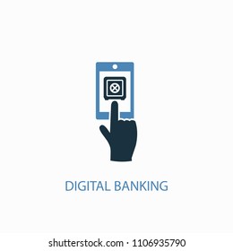Digital banking concept 2 colored icon. Simple blue element illustration. Digital banking concept symbol design from Cryptocurrency set. Can be used for web and mobile UI/UX