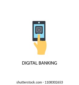 Digital banking concept flat icon. Simple element illustration. Digital banking concept symbol flat design from Cryptocurrency set. Can be used for presentation and video design