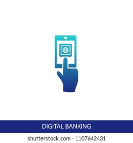 Digital banking concept gradient icon. Simple blue element illustration. Digital banking concept symbol design from Cryptocurrency set. Can be used for web and mobile UI/UX