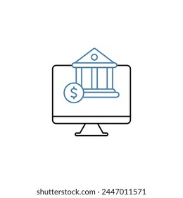 Symbol für digitale Bankkonzeptlinie. Einfache Elementdarstellung. Design der Umrisssymbole des digitalen Bankkonzepts.