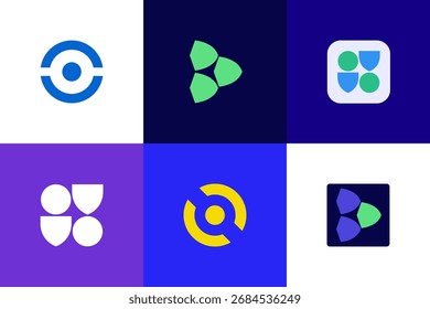 Banca digital y Paquete de logotipos de Fintech - Colección de Vector de identidad de marca financiera moderna