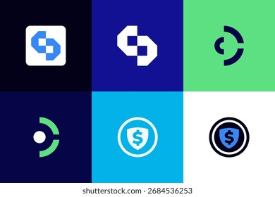 Digital Banking e Fintech Logo Bundle - coleção de vetor de identidade de marca financeira moderna