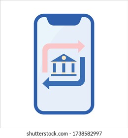 Juego de iconos planos de la banca digital