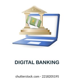 Digital Banking Icon. 3d Illustration From Fintech Industry Collection. Creative Digital Banking 3d Icon For Web Design, Templates, Infographics And More