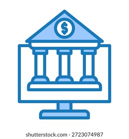 Digital Banking Icon Blue Dualtone Design Vector Illustration