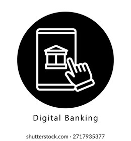 Icono De Banca Digital Botón, Mini Ilustración Relacionada Con El Servicio De Pago. Uso Para El Concepto Moderno, Ui, Web Ux Y Desarrollo De App.