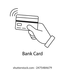 Icono de banca digital | Ilustración de tarjeta bancaria sin contacto | Vector de pago NFC con trazo editable.