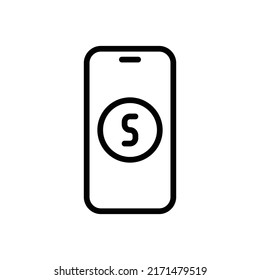 Digital Banking Symbol. Line Art Design einzeln auf weißem Hintergrund