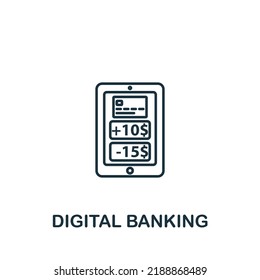Icono de Banca Digital. Monocromo simple icono de la industria Fintech para plantillas, diseño web e infografías