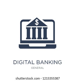 Digital Banking Icon. Trendy Flat Vector Digital Banking Icon On White Background From General Collection, Vector Illustration Can Be Use For Web And Mobile, Eps10