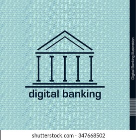 Digital Banking Illustration with numeric Background.