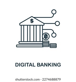 Digital Banking line icon. Monochrome simple Digital Banking outline icon for templates, web design and infographics