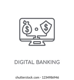 digital banking linear icon. Modern outline digital banking logo concept on white background from General collection. Suitable for use on web apps, mobile apps and print media.