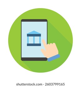 Digital Banking rounded flat mini illustration color icon, use for economy, business, finance, ecommerce, payment service UI, UX kit, app and web development, digital or print.