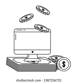 Digital banking services online tools computer screen black and white