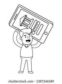 Digital banking services online tools smatphone black and white