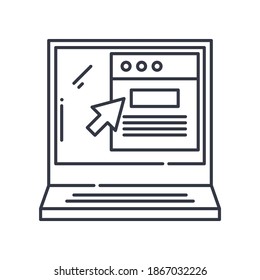 Digital banner icon, linear isolated illustration, thin line vector, web design sign, outline concept symbol with editable stroke on white background.
