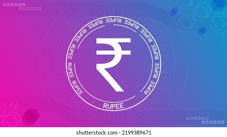 Digital banner with Rupee sign. Background with currency sign. Vector illustration for backdrop, poster, cover, print design template.