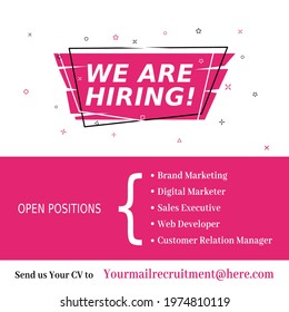 Digital banner for social media post. Job vacancy or hiring job template