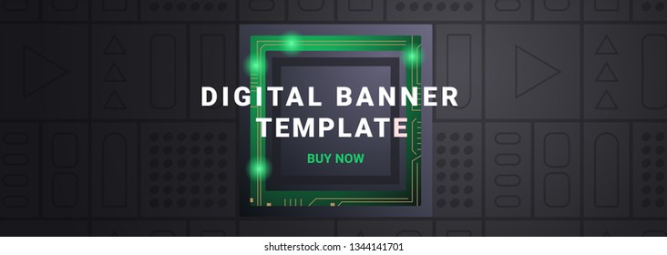 Digital banner template. Technology background setup. Set for an advertising company.