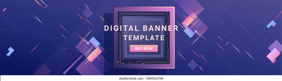 Digital banner template. Technology background setup. Set for an advertising company.