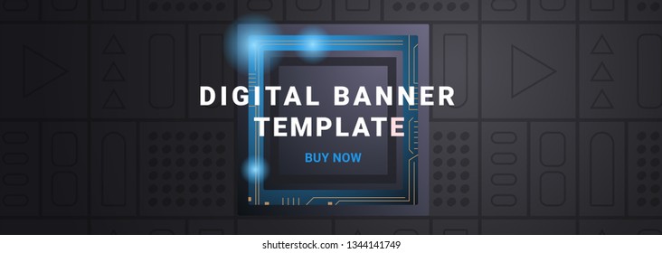 Digital banner template. Technology background setup. Set for an advertising company.