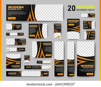 Digital banners ads template design set for website and social media post. Editable. vector